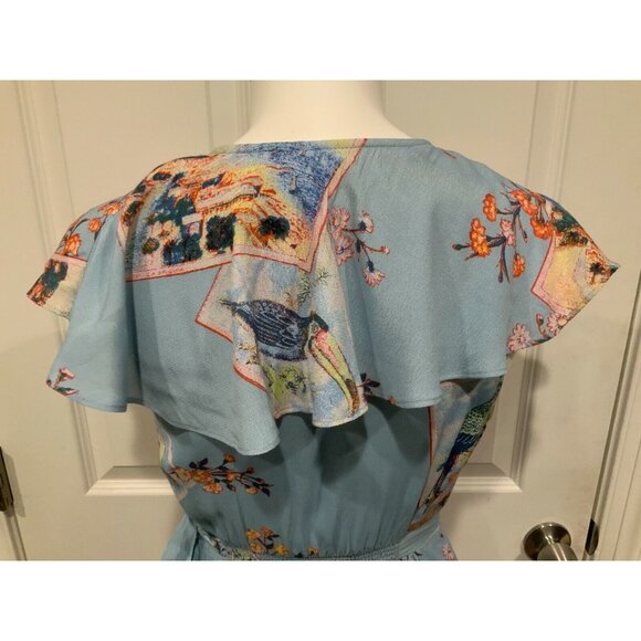 Maeve Anthropologie Blue Floral & Toucan Dress, Size 0 (US) - Picture 7 of 9